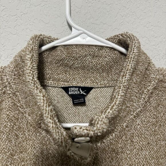 Eddie Bauer Women’s Pullover Sweater Size XXL Beige Tan Fleece‎ Mock Neck - Picture 3 of 9